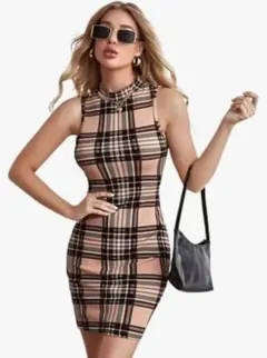 SHEIN ボディコン ワンピース チェック キャバドレス ドレス