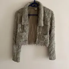 アクシーズファム　ファー素材 ショート丈 カーディガン グレー　ボレロ