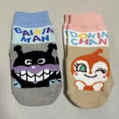 バイキンマン　ドキンちゃん二足セット　 靴下　滑り止め付き