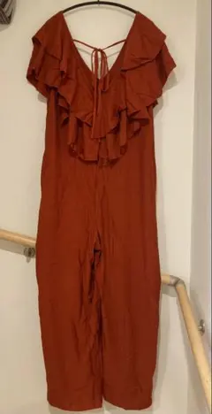 FRIFUL フリル付きオレンジサロペット　Mサイズ