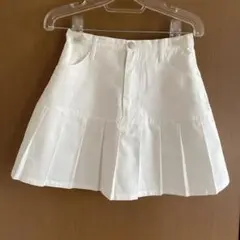 白 ミニプリーツスカート F