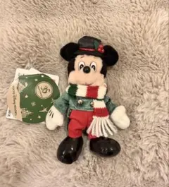 レトロ ミッキー ぬいぐるみバッジ クリスマス