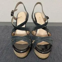 未使用 DIANA ダイアナ ウェッジソールサンダル 24.5cm コルク 黒