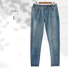 ZARAザラ／ストレッチデニム ダメージ加工 カットオフ Lサイズ