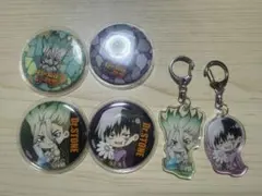 Dr.STONE 石神千空 あさぎりゲン　缶バッジ　キーホルダー　セット