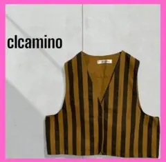 [clcamino] ストライプ　コットン　ベスト　レジ　グレー✖️ブラウン