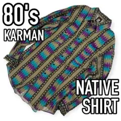 80s●KARMAN ネイティブ柄シャツ ガラシャツ ヴィンテージ