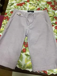 新品未使用　サスーン　綿１００% 薄紫 レディースコーデュロイハーフ丈パンツ