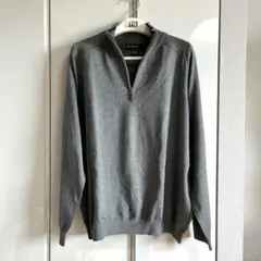 エディバウアー　ハーフジップ　ニット　無地　グレー
