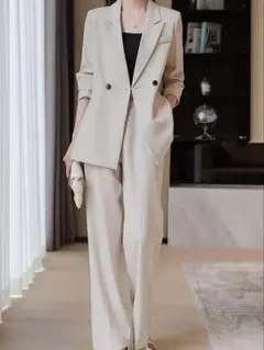 ホワイト ジャケット パンツスーツ セットアップ