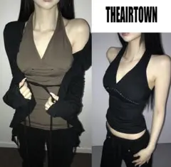 THEAIRTOWN シズニルック ブラック トップス Mサイズ 新作 theairtown シズニルック タンクトップ - メルカリ
