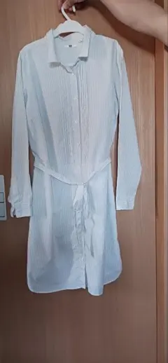 UNIQLOストライプ 長袖シャツワンピース L