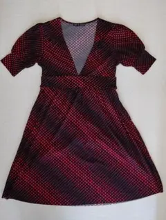 FREE'S PHRASE 赤と黒のVネックワンピース チュニック 9号