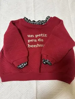 赤 キルティング トレーナー チェック襟