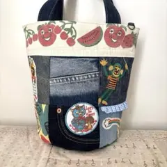 【SA様】専用 デニムリメイク 巾着トートバッグ パッチワーク 楕円底 SA様】専用 デニムリメイク 巾着トートバッグ パッチワーク 楕円底