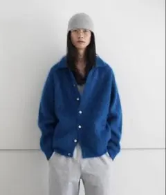 完売crepuscule 24AW Mohair polo Neckカーディガン crepuscule 24AW Mohair polo Neck ブルー crepuscule（クレプス