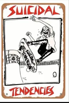 スイサイダルテンデンシーズ　白　スケート　メタルサイン　ブリキ　看板