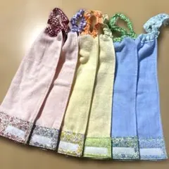 439.おりこうエプロン　おりこうタオル　タオルエプロン　6枚組　女の子 花柄のサムネイル