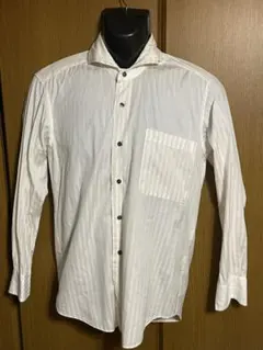 ワイシャツ 黄色二重ストライプ 襟が少し変わったタイプ⑩