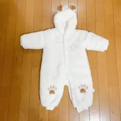 ⚫️80サイズ　しろくま　白熊　カバーオール　もこもこ　ホワイト　かわいい