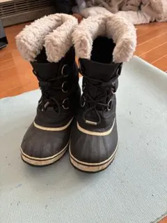 SOREL ブラック スノーブーツ ファー付き 21cm