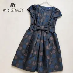 エムズグレイシー M’S GRACY ドット柄 リボン ワンピース 38 半袖のサムネイル