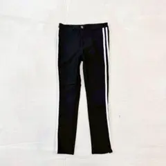 スキニーパンツ（M)シンプル カジュアル 白ライン ズボン