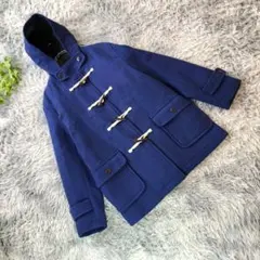 Ikka【L】ブルー フード付 ダッフルコート ウール混 通勤 通学 定番のサムネイル