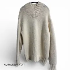 【中古品】AURALEE オフホワイト Vネックニット セーター サイズ1