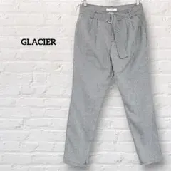 グラシア GLACIER 千鳥格子 テーパードパンツ L 黒 白 ベルト付きのサムネイル