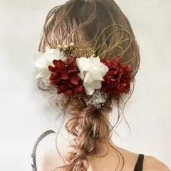 ドライフラワー髪飾り 水引き 和装 赤ヘッド 成人式髪飾り 卒業式 結婚式 振袖