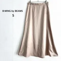 ビーミング バイ ビームス≫ロング フレアスカート S ベージュ 光沢感 サテン