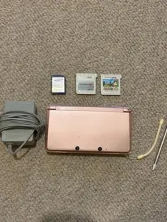 【初期化済み】Nintendo 3DS ピンク 充電機　SDカード　カセット付き