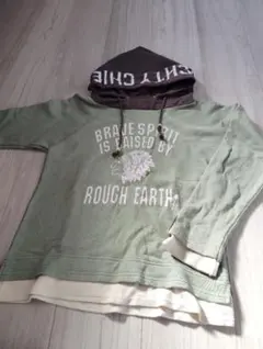 Brave Spirit ROUGH EARTH パーカー レイヤード風 カーキ