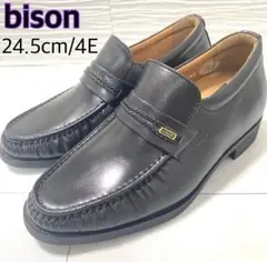 極美品⭐️bison ビジネスシューズ 24.5cm 黒 4E 幅広 通勤 軽量