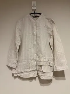 ザラ　ブラウス　シャツ　フリル　ボーダー　白　レース　ZARA