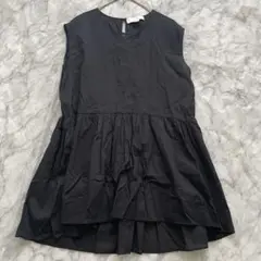 【B:MING】ノースリーブ　ブラウス　黒　コットン　フレア
