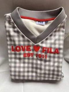 FILA チェック柄 Vネックセーター Ladies