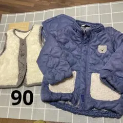 フード付き青ジャケット 90サイズ　アウター　ベスト