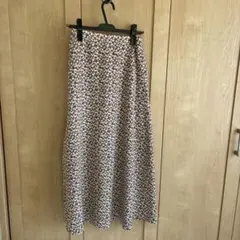 フラワープリント ロングフレアスカート茶系