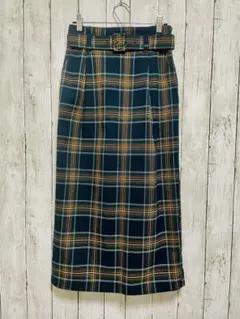 M ローリーズファーム　ベルト付き　チェック柄　ロングスカート