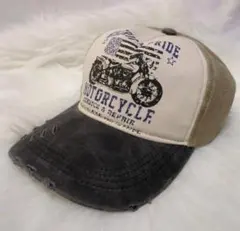 【新品】キャップ バイクデザイン ヴィンテージ カジュアル アメカジ デニムのサムネイル