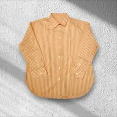 美品 GU ストライプオーバーサイズシャツ 長袖 オレンジ UVカットのサムネイル