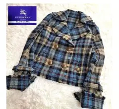 希少【BURBERRY BLUE LABEL】金ボタン　チェックダブルジャケット