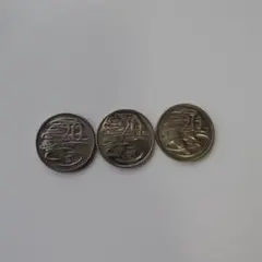 オーストラリア 20セント硬貨 3枚セット