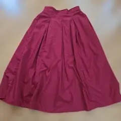 ​【美品】ショコラフィネローブ タックフレアロングスカート ピンク（ボルドー）Fのサムネイル