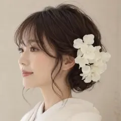 흰 꽃 머리 장식 수국 웨딩 사전 촬영 졸업식 머리 부분 머리핀