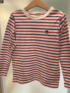 DOUBLE.B 長袖カットソー 白赤青ストライプ