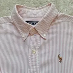 RALPH LAUREN 子供ボタンダウンシャツ ピンクストライプ130