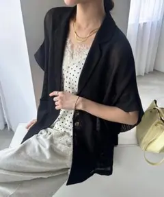 DOUDOU GOLD1つボタンメッシュ半袖ジャケットのサムネイル